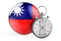 Stopwatch with flag of Taiwan, 3D rendering