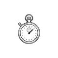 Stopwatch hand drawn outline doodle icon.