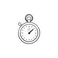 Stopwatch hand drawn outline doodle icon.