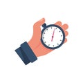 Stopwatch in hand, icon isolated on white background Royalty Free Stock Photo
