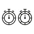 Stopwatch icon duo. Minimal timer symbol. Timekeeping clock Vector. Bold outline design. Royalty Free Stock Photo