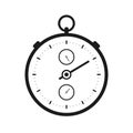 Stopwatch icon in flat style, black round timer on white background. Sport clock. Chronometer. Time tool. Vector design element fo