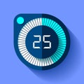 Stopwatch icon in flat style, round timer on color background. Sport clock. 25 seconds. Vector design element for you business pro Royalty Free Stock Photo