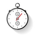 Stopwatch icon in flat style, round timer on white background. Sport clock. Chronometer. Time tool. Vector design element for you Royalty Free Stock Photo