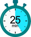 Stopwatch icon. 25 minutes. timer. vector graphics