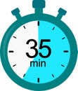 Stopwatch icon. 35 minutes. timer. vector graphics