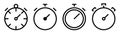 Stopwatch icon set. Timer symbol in line. Outline stopwatch icon. Countdown clock. Linear timer in circle. Stock vector