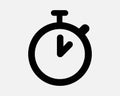 Stopwatch Timer Outline Shape Icon Black Time Clock Button Dial Counter Count Up Down Race Deadline Sign Symbol Alarm Racing Start