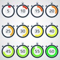 Stopwatch icon, vector illustration, symbol, accuracy, set Royalty Free Stock Photo