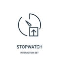 stopwatch icon vector from interaction set collection. Thin line stopwatch outline icon vector illustration Royalty Free Stock Photo