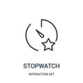 stopwatch icon vector from interaction set collection. Thin line stopwatch outline icon vector illustration Royalty Free Stock Photo