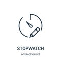 stopwatch icon vector from interaction set collection. Thin line stopwatch outline icon vector illustration Royalty Free Stock Photo