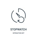 stopwatch icon vector from interaction set collection. Thin line stopwatch outline icon vector illustration Royalty Free Stock Photo