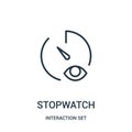 stopwatch icon vector from interaction set collection. Thin line stopwatch outline icon vector illustration Royalty Free Stock Photo