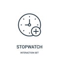 stopwatch icon vector from interaction set collection. Thin line stopwatch outline icon vector illustration Royalty Free Stock Photo