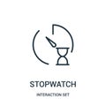 stopwatch icon vector from interaction set collection. Thin line stopwatch outline icon vector illustration Royalty Free Stock Photo