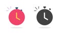 Stopwatch icon vector pictogram graphic simple glyph symbol, timer stop watch chronometer flat cartoon illustration set, fast