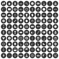 100 stopwatch icons set black circle Royalty Free Stock Photo