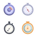 Stopwatch icons set cartoon vector. Various type of stopwatch