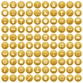 100 stopwatch icons set gold