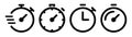 Stopwatch icons set. Outline timer symbol. Outline stopwatch icon. Linear alarm pictogram