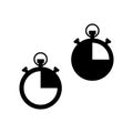 Stopwatch icons set. Time measurement symbols. Simple black and white chronometers. Vector illustration. EPS 10. Royalty Free Stock Photo