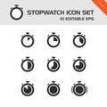 Stopwatch icons set on a white background Royalty Free Stock Photo