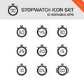 Stopwatch icons set on a white background Royalty Free Stock Photo