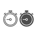 Stopwatch line and glyph icon. Timer time vector illustration isolated on white. Chronometer outline style design Royalty Free Stock Photo