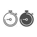 Stopwatch line and glyph icon. Timer time vector illustration isolated on white. Chronometer outline style design Royalty Free Stock Photo