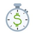 Stopwatch money business office work flat style icon