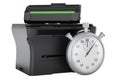 Stopwatch with multifunction printer MFP, 3D rendering