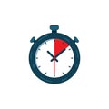 Stopwatch with ours, minuts and seconds arrows for business theme or sport. Stopwatch delivery moment time icon vector eps10. Royalty Free Stock Photo