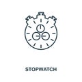 Stopwatch outline icon. Simple element illustration. Stopwatch icon in outline style design from sport equipment collection. Perfe