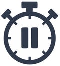 Stopwatch Pause Button Icon Vector Illustration in Blue and White Minimal Design Royalty Free Stock Photo