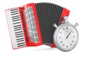 Stopwatch with piano accordion, 3D rendering