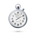 Stopwatch in realistic style. Classic metal stopwatch. Vector