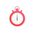 Stopwatch. Retro stopwatch icon in flat style. Vector illustration isolated on white Royalty Free Stock Photo