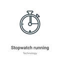 Stopwatch running outline vector icon. Thin line black stopwatch running icon, flat vector simple element illustration from Royalty Free Stock Photo