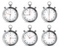 Stopwatch. Set of chrome clocks Royalty Free Stock Photo