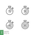 stopwatch set for every 15 minutes icon. countdown analog timer deadline Set Royalty Free Stock Photo