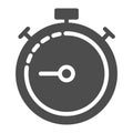 Stopwatch solid icon. Timer time vector illustration isolated on white. Chronometer glyph style design, designed for web Royalty Free Stock Photo