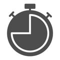 Stopwatch solid icon. Timer time vector illustration isolated on white. Chronometer glyph style design, designed for web Royalty Free Stock Photo