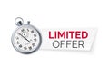 Stopwatch with special offer. Limited time offer banner. Big sale discount. Vector Royalty Free Stock Photo