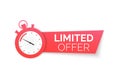 Stopwatch with special offer. Limited time offer banner. Big sale discount. Vector illustration Royalty Free Stock Photo