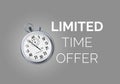 Stopwatch with special offer. Limited time offer banner. Big sale discount. Vector illustration Royalty Free Stock Photo