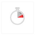 Stopwatch,stop watch timer flat icon for apps and websites, shows 15 minutes