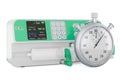 Stopwatch with syringe infusion pump, 3D rendering