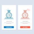 Stopwatch, Time, Timer, Count  Blue and Red Download and Buy Now web Widget Card Template Royalty Free Stock Photo