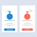 Stopwatch, Time, Timer, Count  Blue and Red Download and Buy Now web Widget Card Template Royalty Free Stock Photo